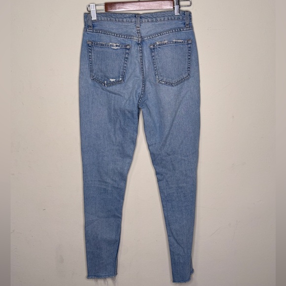Reformation Julia High Cigarette Jeans Light Blue Distressed. - Picture 2 of 5